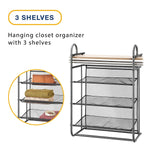 Whitmor 3-Shelf Hanging Closet Organizer, Black (6905-12085)