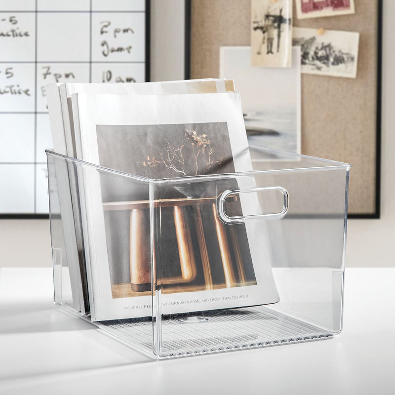 iDESIGN Small Stackable Plastic Storage Bin, 8" x 10"x 12", Clear, 4/Pack (29112M4)