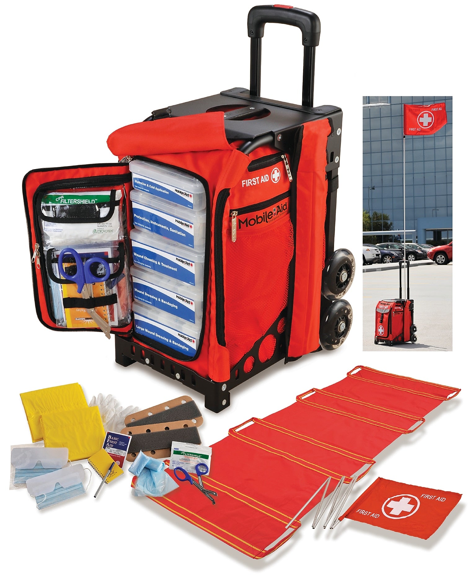 MobileAid EASY-ROLL Modular Trauma First Aid Station with BleedStop Compact 100 BLEEDING CONTROL & Gunshot Wound Kit (31500)