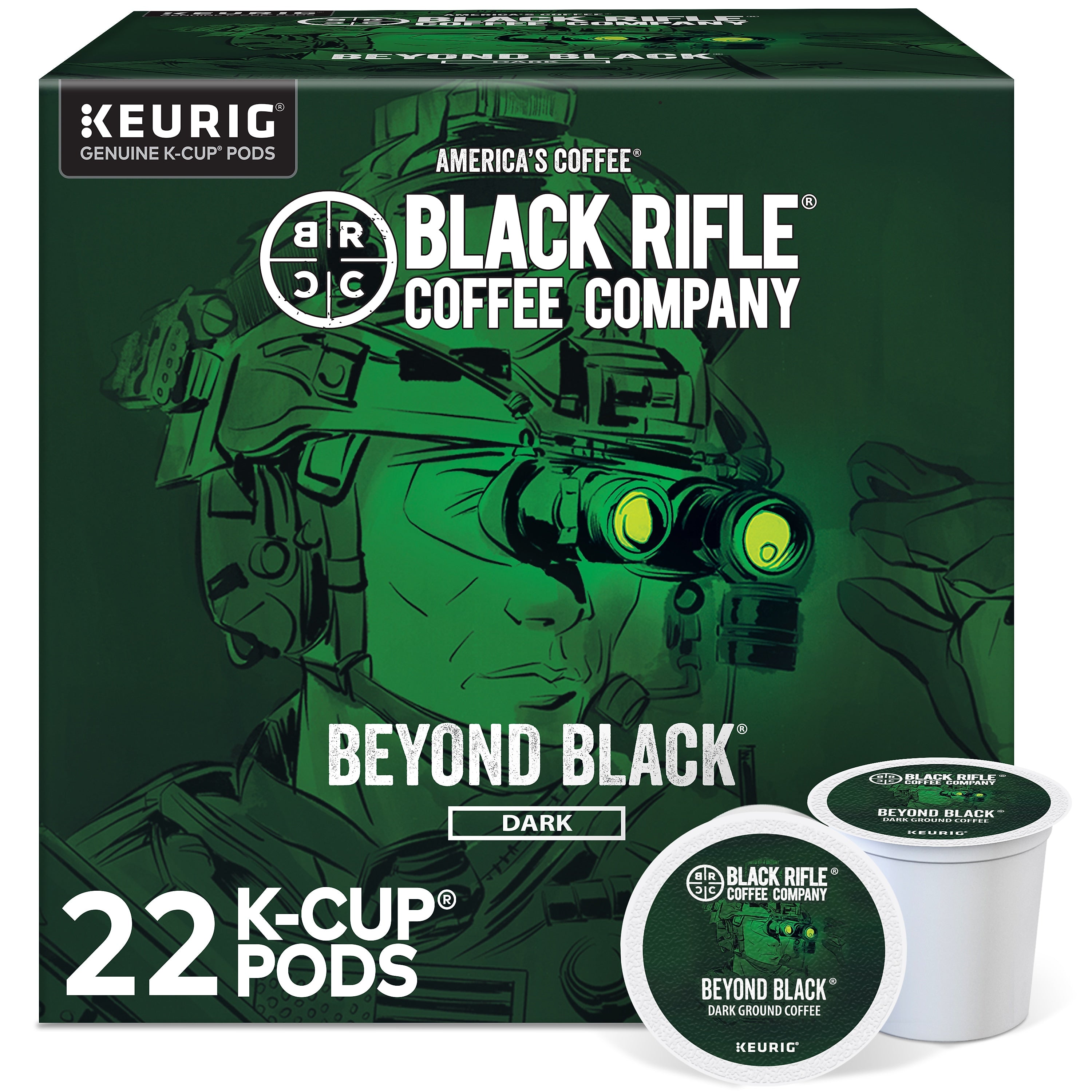 Black Rifle Coffee Company Beyond Black Coffee Keurig® K-Cup® Pods, Dark Roast, 22/Box (5000384043)