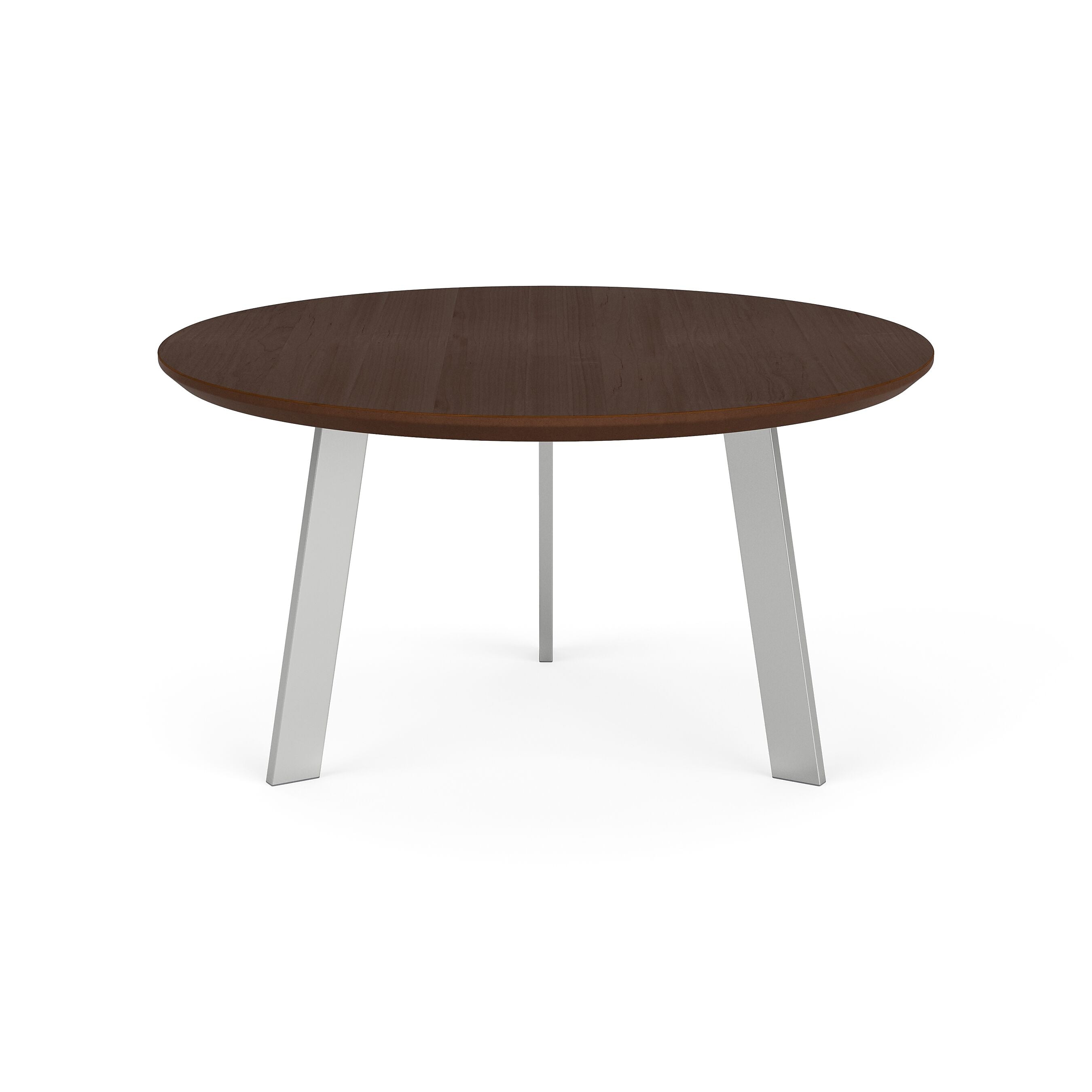 Lesro Waterfall 30"Dia. Laminate Round Nesting Coffee Table, Riftwood Walnut/Silver (WF0530.SSV.TRW)