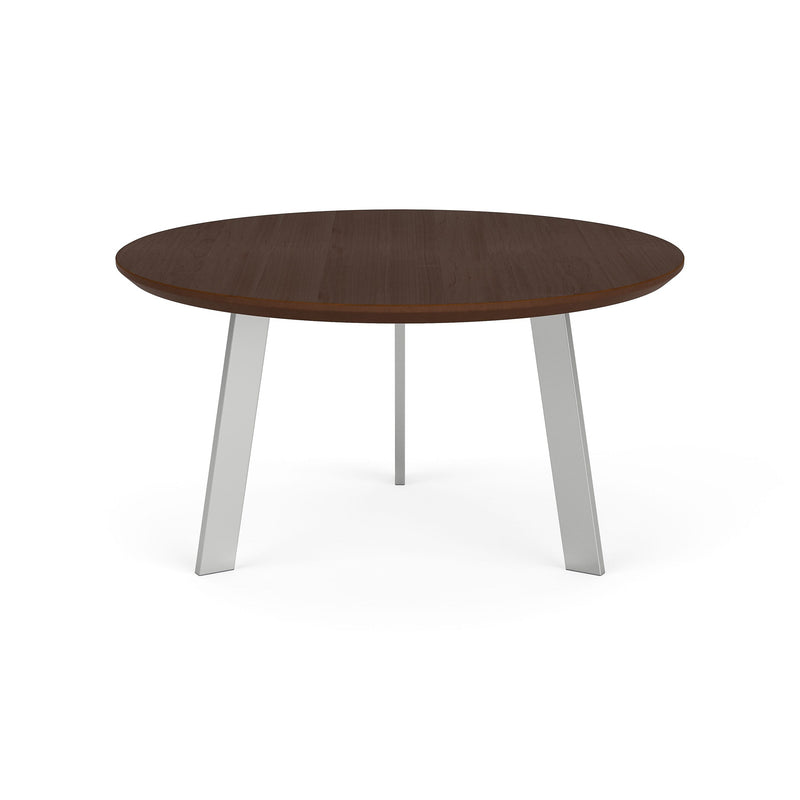 Lesro Waterfall 30"Dia. Laminate Round Nesting Coffee Table, Riftwood Walnut/Silver (WF0530.SSV.TRW)