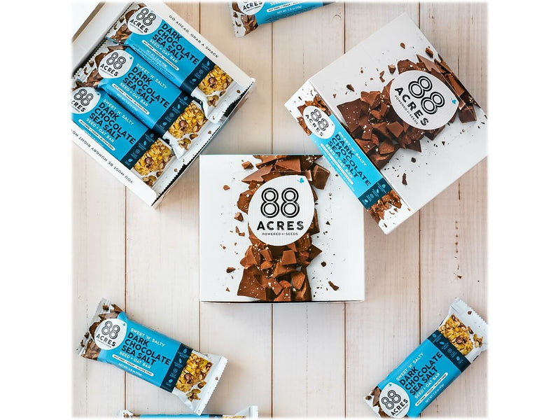 88 Acres Sweet 'N' Salty Gluten-Free Dark Chocolate/Sea Salt Seed and Oat Bar, 1.6 oz., 9 Bars/Box (310001)