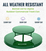 Alpine Industries Metal Outdoor Rain Bonnet Lid for 38-Gallon Waste Receptacle, Green (479-38-A-GRN)