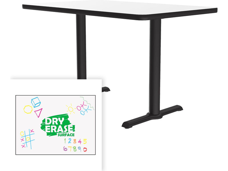 Correll Dry-Erase Markerboard Cafe Table, 30" x 60", Frosty White/Black (BTT3060DE-80)