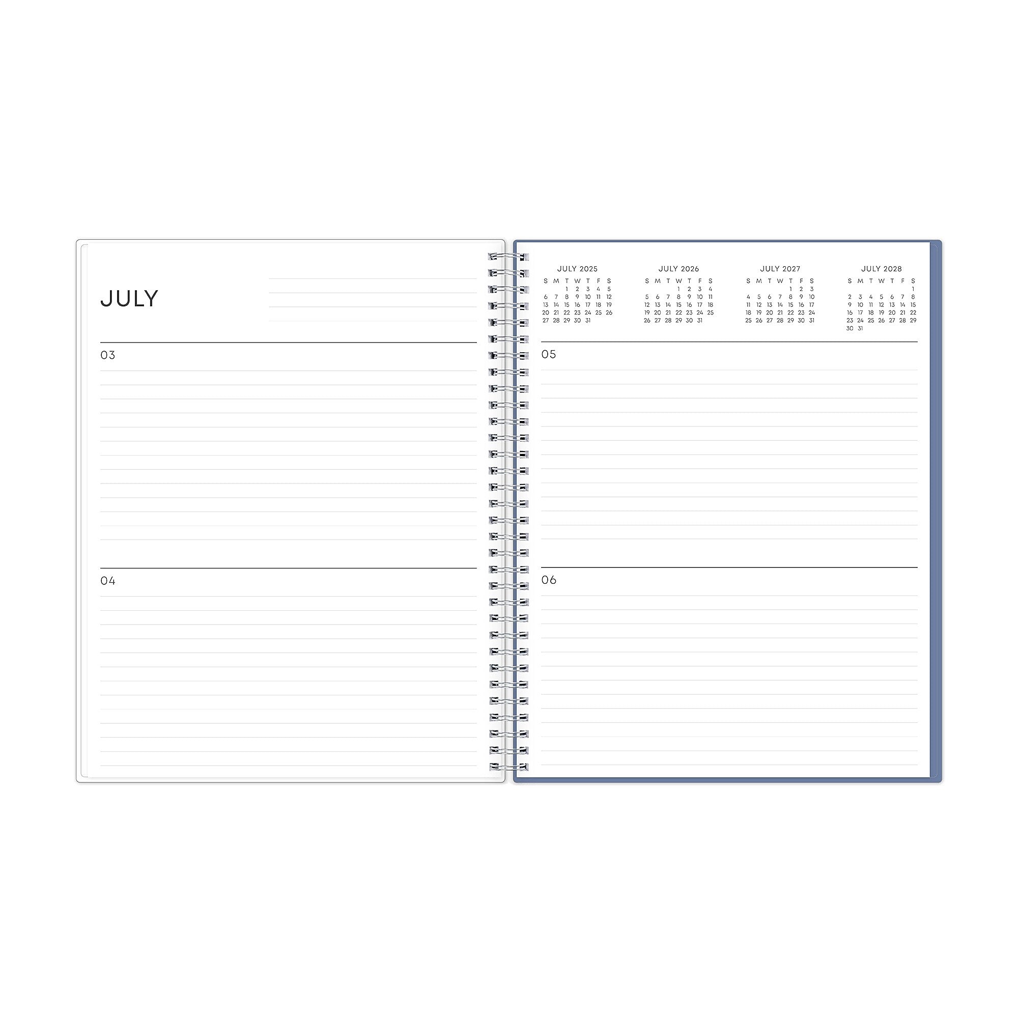 2025-2026 Blue Sky Tanya Blue 8.5" x 11" Academic Year Daily Planner, Plastic Cover, Multicolored (156259)