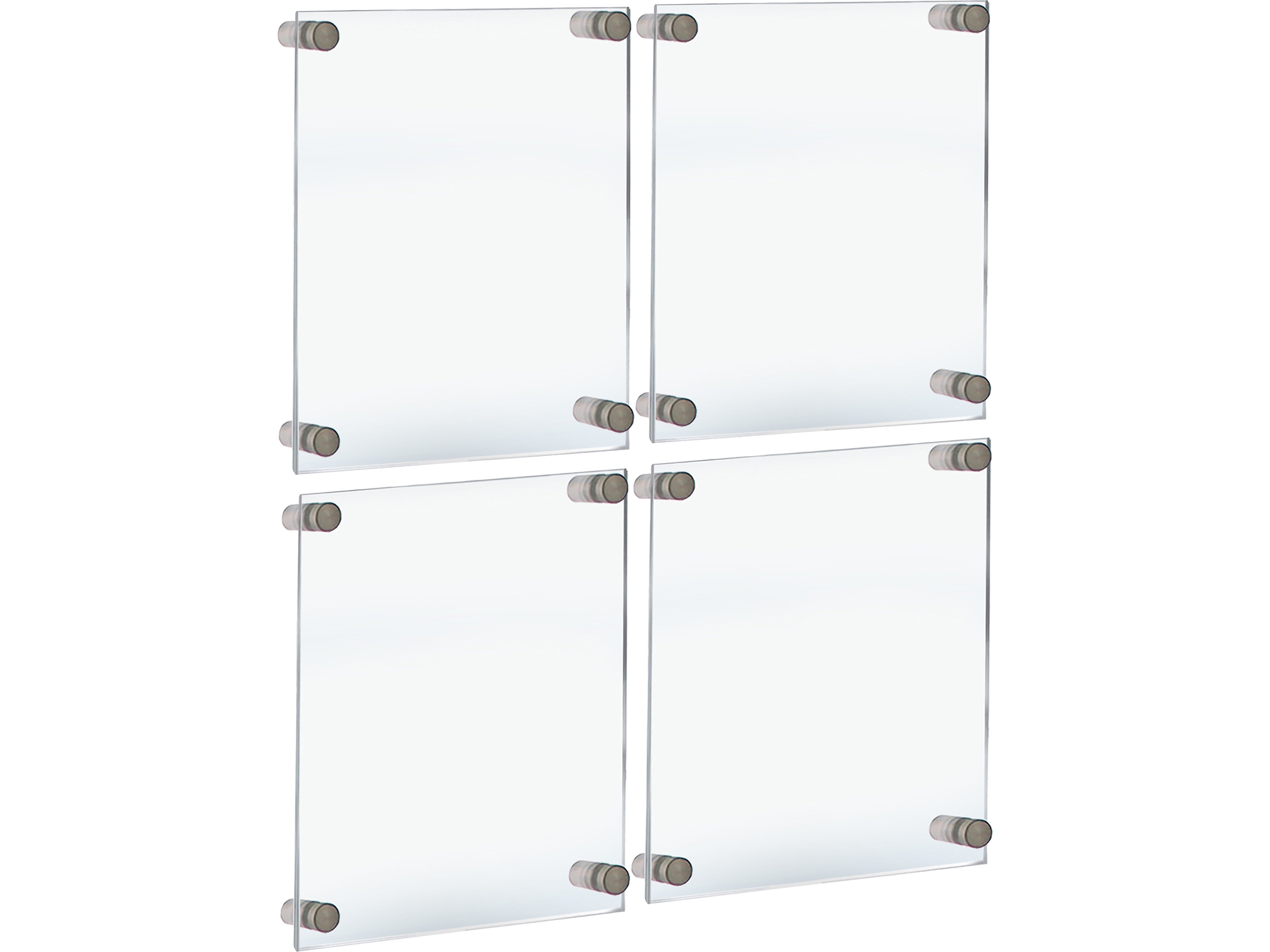 Azar Sign Holder, 12.5" x 15", Wall Mounted, Silver, Acrylic, 4/Pack (105514-SLV-4PK)