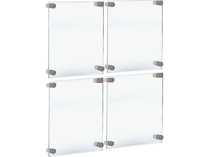 Azar Sign Holder, 12.5" x 15", Wall Mounted, Silver, Acrylic, 4/Pack (105514-SLV-4PK)