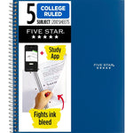 Five Star 5-Subject Subject Notebooks, 8.5" x 11", College Ruled, 200 Sheets (06112/06208)