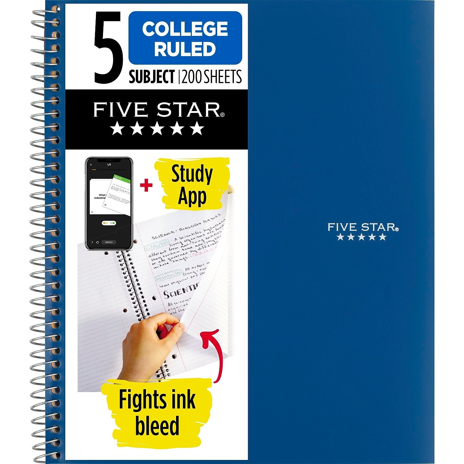 Five Star 5-Subject Subject Notebooks, 8.5" x 11", College Ruled, 200 Sheets (06112/06208)