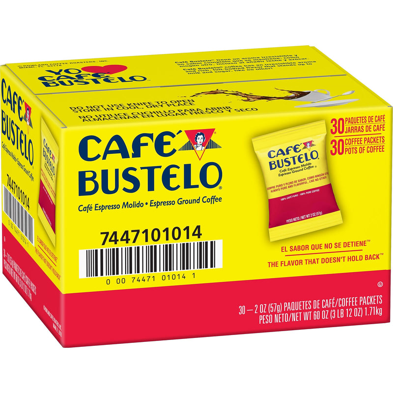 Café Bustelo Espresso Coffee Fraction Pack, Espresso Roast, 2 oz., 30/Carton (SMU01014)