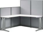 Bush Business Furniture Office in an Hour 63"H x 65"W L-Shaped Cubicle Panel Workstation, Pure White (WC36194-03K)
