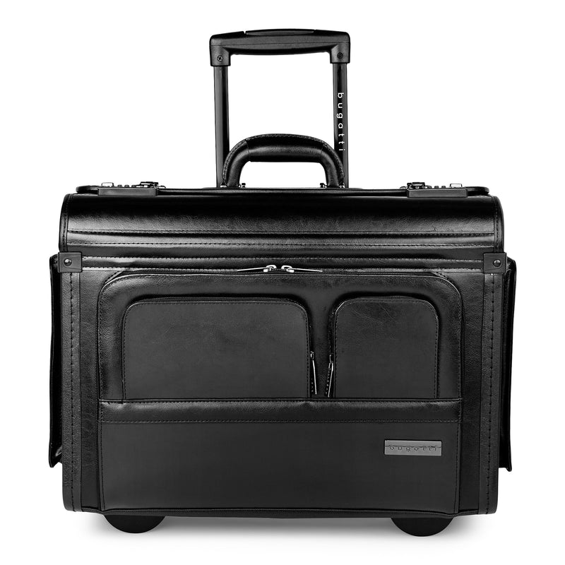 Bugatti Warren Briefcase, Laptop Compatible, Rolling, Black (BZCW307-Black)