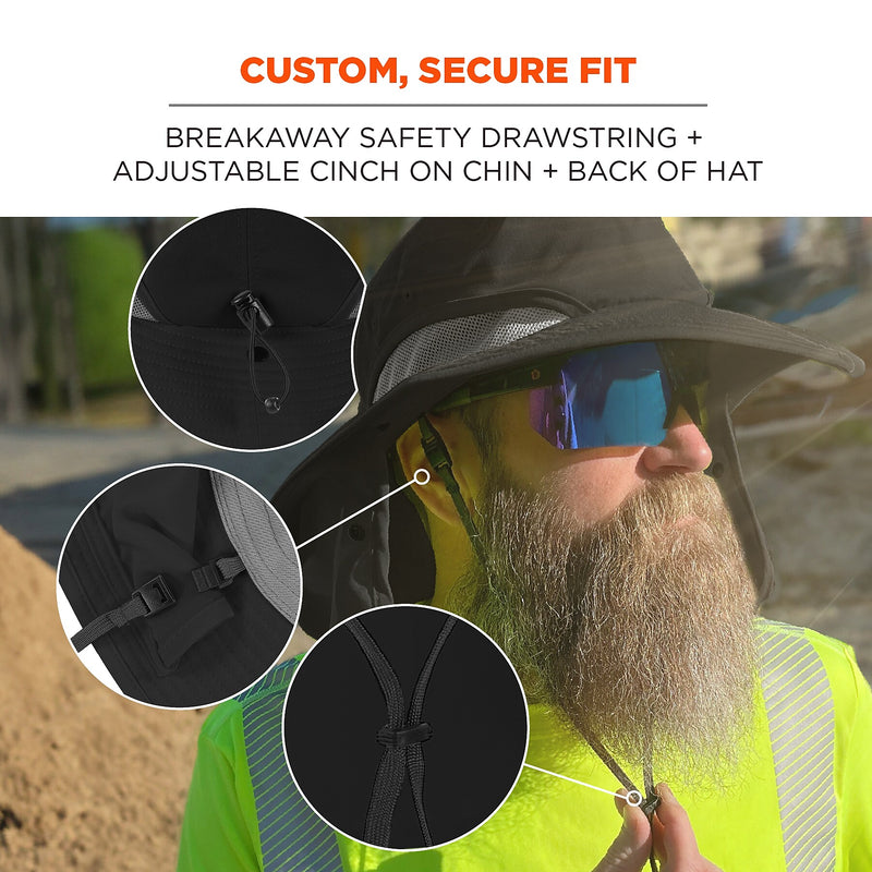Chill-Its 8934 Cooling Sun Hat, Black, Small/Medium (12725)