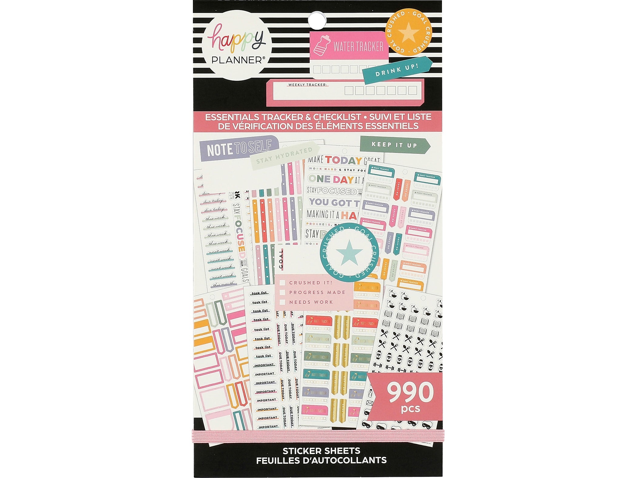 The Happy Planner Essentials Tracker & Checklist Classic Stickers, Assorted Colors, 990/Pack (SVP130-151)