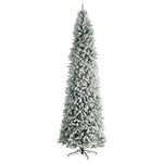 Nearly Natural 10-ft Slim Flocked Montreal Fir Artificial Christmas Tree with 800 Warm White LED Lights (T3314)
