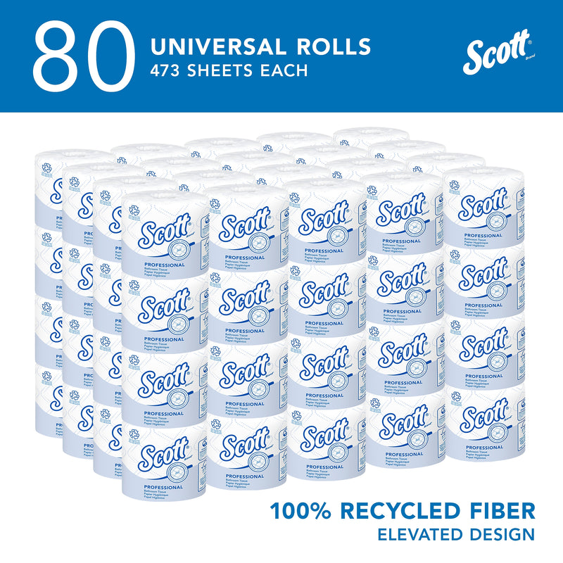 Scott Essential Recycled Toilet Paper, 2-ply, White, 473 Sheets/Roll, 80 Rolls/Case (13217)