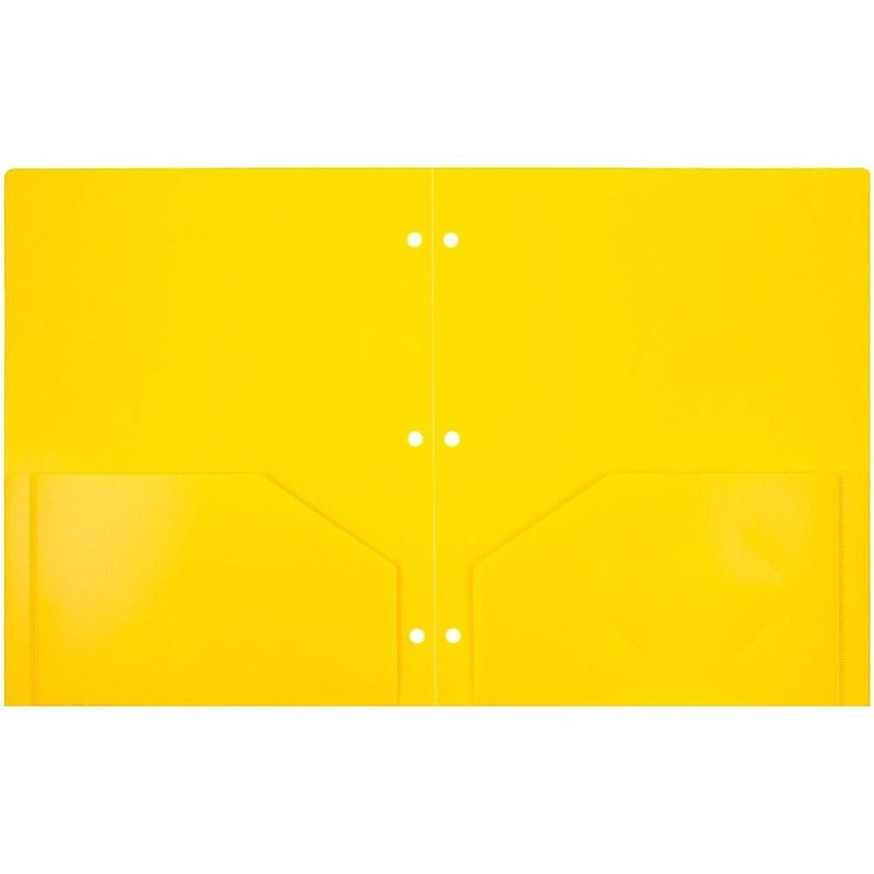 JAM Paper Heavy Duty 3 Hole Punch 2 Pocket Folder, Plastic, Assorted Primary Colors, 12/Pack (383HHPrgbypblb)