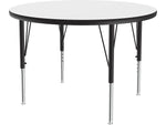 Correll 36" Round Activity Table, Height-Adjustable, Frosty White/Black (A36DE-RND-80)
