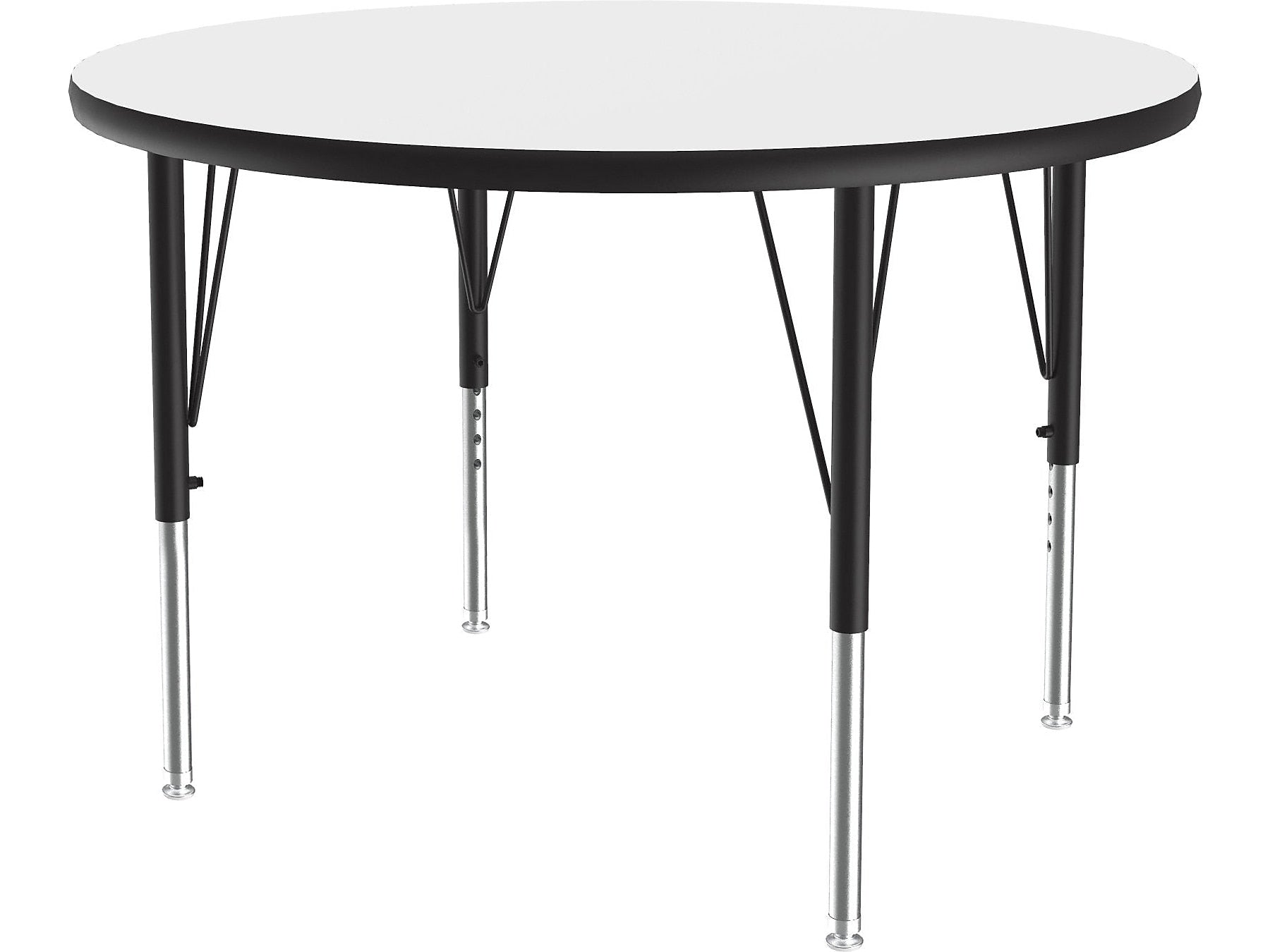 Correll 36" Round Activity Table, Height-Adjustable, Frosty White/Black (A36DE-RND-80)