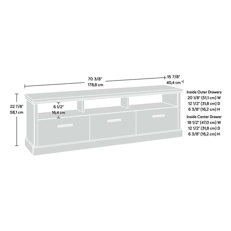 Sauder Aspen Post Credenza TV Stand, Screens up to 70", Prime Oak (433961)