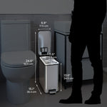 iTouchless SoftStep Stainless Steel Slim Step Trash Can with AbsorbX Odor Control System, Silver, 3 Gal. (PS03RSS)