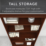 Bush Business Furniture Studio C 73"H 5-Shelf Bookcase with Adjustable Shelves, Hansen Cherry Laminated Wood (STC015HC)
