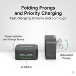 Plugable 40W Dual USB-C Wall Charger, Black (PS-40C2B)