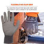Ergodyne ProFlex 7044 PU Coated Cut-Resistant Gloves, ANSI A4, Gray, XXL, 1 Pair (10496)