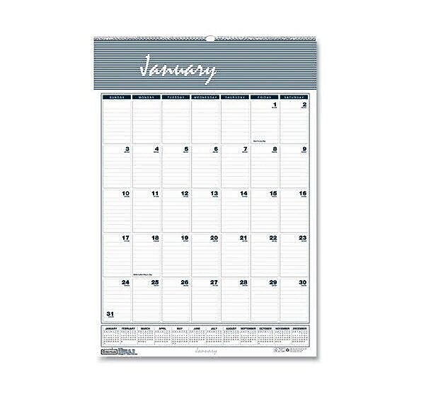 2024-2025 HOD Academic Year Bar Harbor Recycled Wirebound Monthly Wall Cal, 12 x 17, Wh/Blue Sheets, 12-Month Aug-July (HOD352)