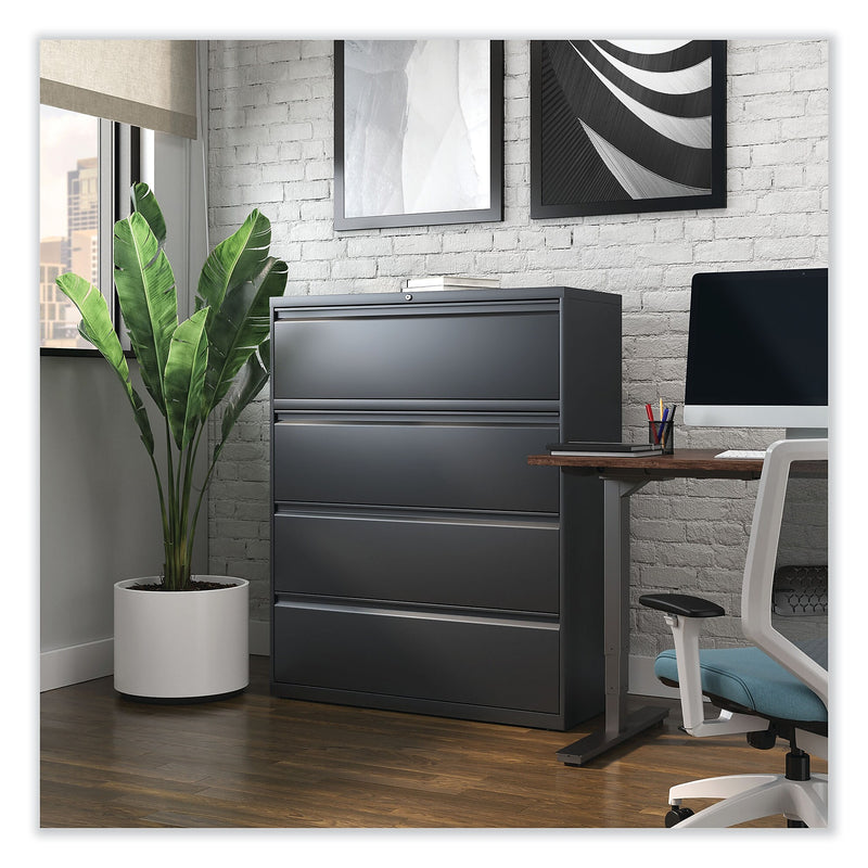 Alera 4-Drawer Lateral File Cabinet, Letter/Legal Size, Lockable, 52.5"H x 42"W x 18.63"D, Charcoal (ALEHLF4254CC)