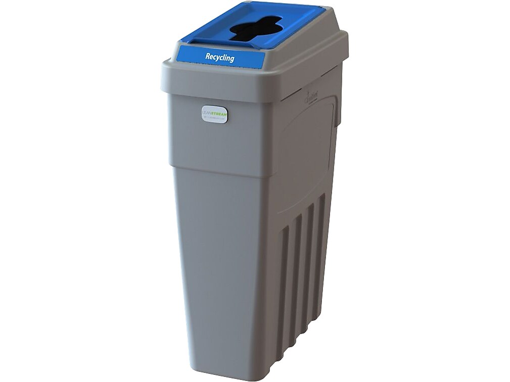 CleanRiver LeanStream Plastic Single-Stream Recycling Station, 23 Gallon, Gray (LS1-005)
