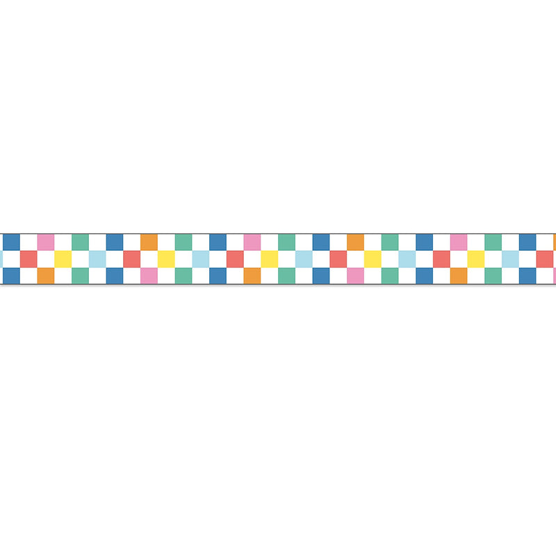 Carson-Dellosa We Stick Together Straight Bulletin Board Borders, 3" x 3', Checkered Rainbow, 6/Bundle (CD-108521-6)