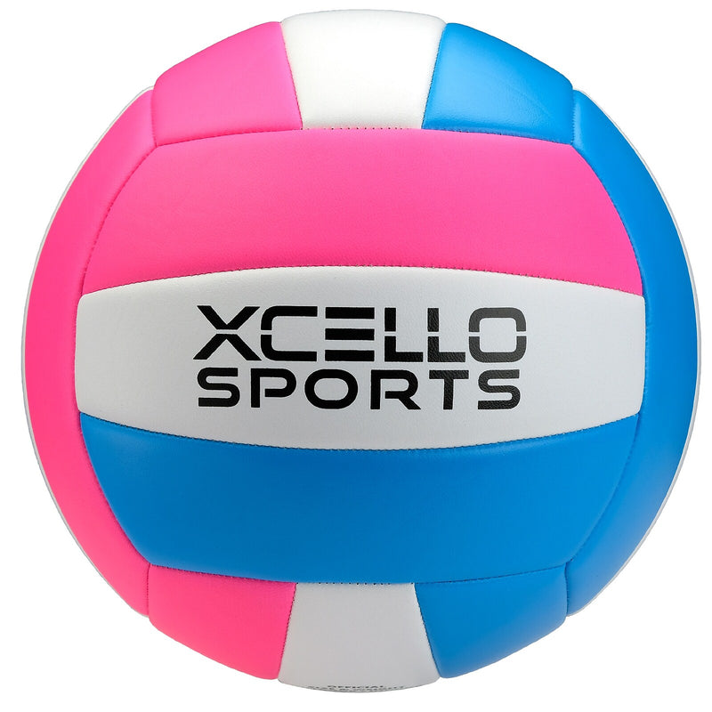 Xcello Sports Volleyballs with Pump, Pink/Blue and Grey/Blue, 6/Pack (XS-VB-6-ASST-1)