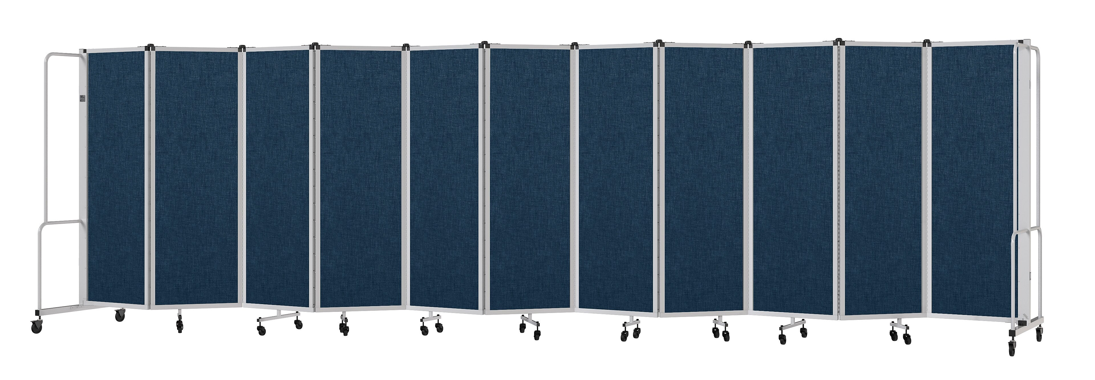 National Public Seating Robo Series 11-Panel Folding Mobile Room Divider, 72"H x 256"W, Blue Fabric (RDG6-11PT04)