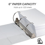 Samsill Titan Heavy Duty  6" View Binder, D-Ring, Made in USA, White (16427)