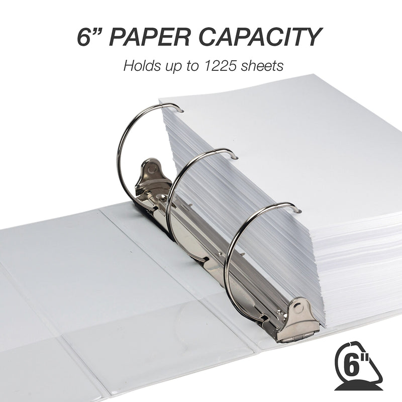 Samsill Titan Heavy Duty  6" View Binder, D-Ring, Made in USA, White (16427)