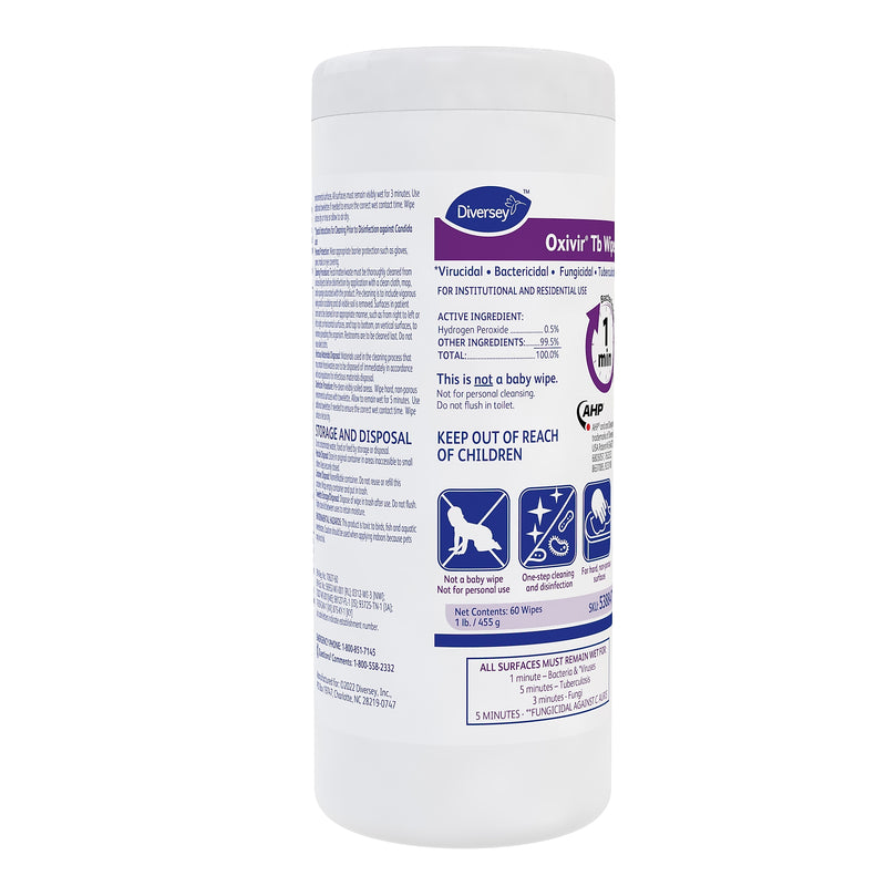 Diversey Oxivir Tb Disinfecting Wipes, 60 Wipes/Container, 12/Carton (5388471)
