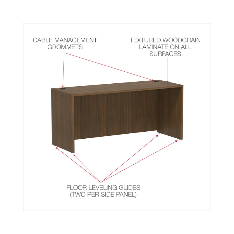 Alera® Valencia Series Credenza Shell, 65w x 23.63d x 29.5h, Modern Walnut