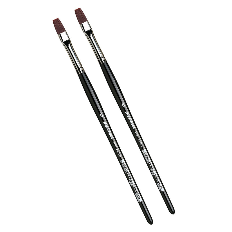 da Vinci TOP-ACRYL Oil and Acrylic Synthetic Bright Red-Brown Flat Brush, 2 Brushes/Pack (DVXVA7185K6-2)