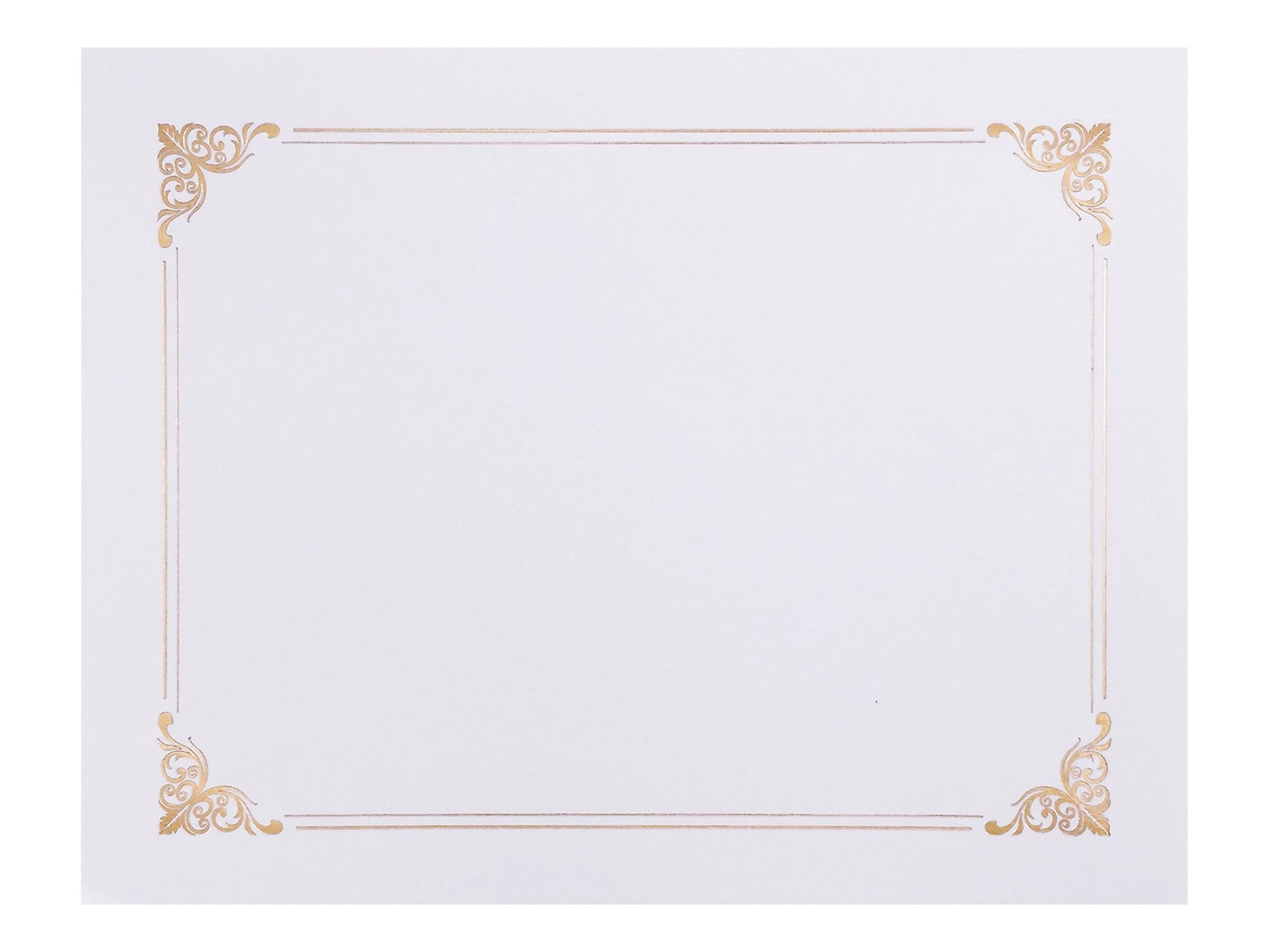 Better Office Certificate Holders, 8.75" x 11.25", White/Gold, 25 Certificate Holders/Pack (65259-25PK)