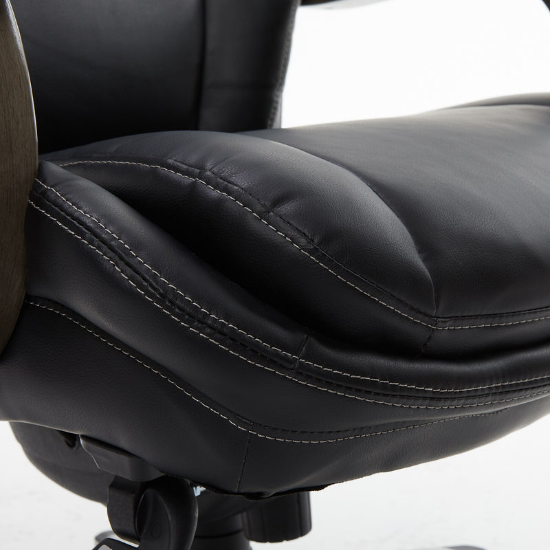 La-Z-Boy Harnett Ergonomic Faux Leather Swivel Executive Chair, Black (46253A)