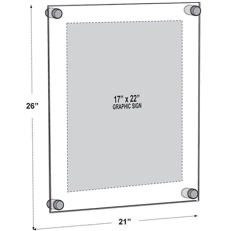 Azar Poster Holder, 21" x 26", Wall Mounted, Black, Acrylic (105528-BLK)