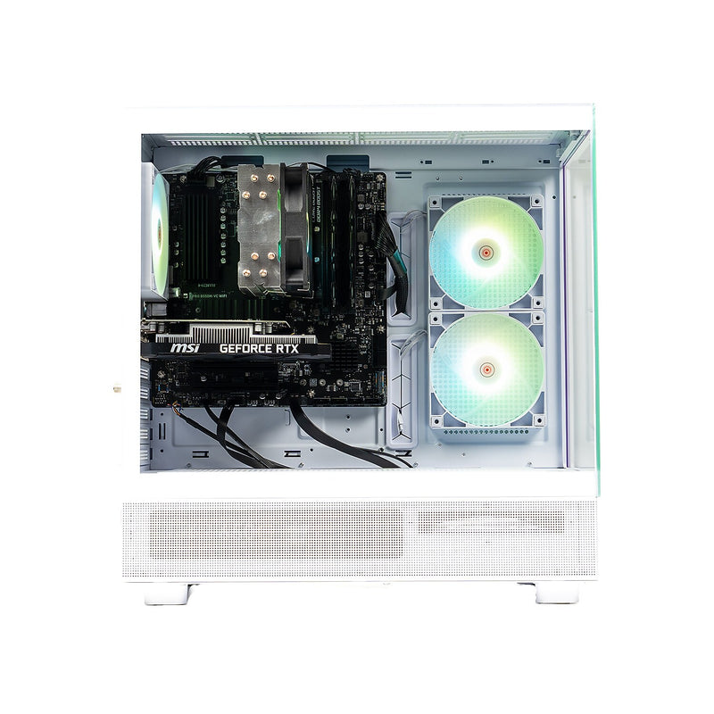 Skyetch Azure 3 Gaming Desktop Computer, NVIDIA GeForce RTX3050, AMD Ryzen 5 5500, 16GB RAM, 1TB SSD, Windows 11, White