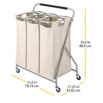 Whitmor 3-Section Rolling Laundry Sorter, Metal, (6640-4794)