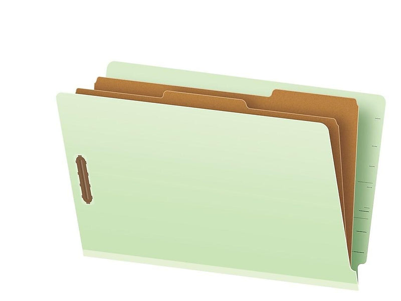 Pendaflex 30% Recycled Pressboard Classification Folder, 2-Divider, 2.5" Expansion, Legal, Light Green, 10/Box (23324R)