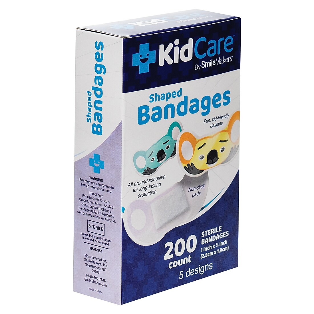 SmileMakers KidCare Koala Cuties Shaped Bandages, 200/Box (BAN354)