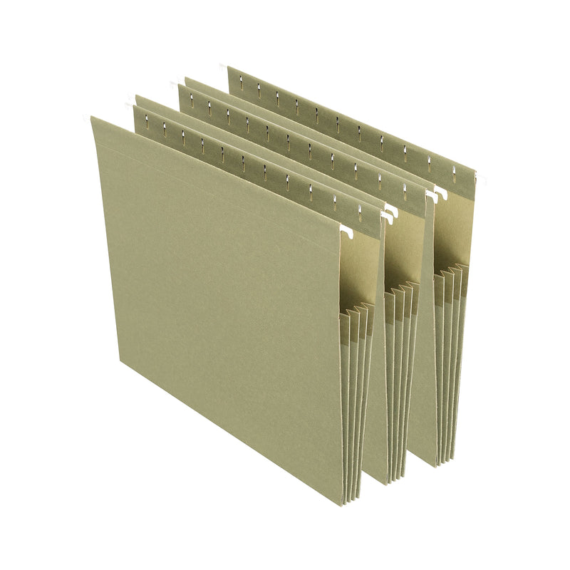 Staples Hanging File Pockets, 3.5" Expansion, Staight Cut, Letter Size, Standard Green, 4/Box (ST260828-CC)