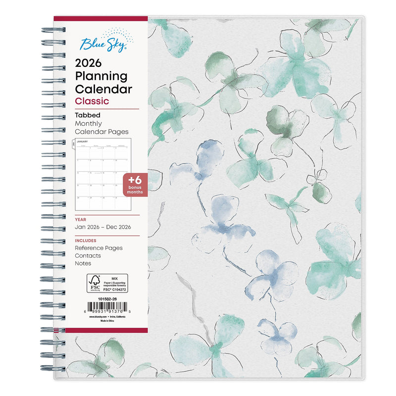 Planning Calendar BS Lindley Frosted PP 8x10 RY26 Monthly Safety Wirebound -