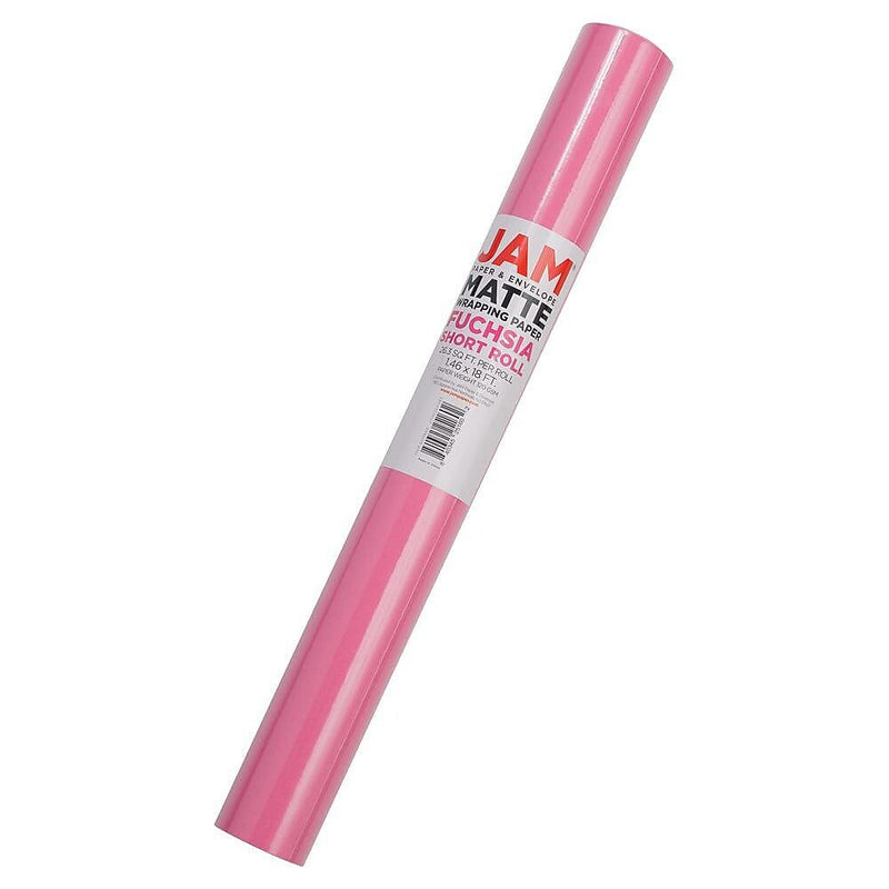 JAM Paper Short Mini Roll Wrapping Paper, 26.3 sq. ft., Fuchsia Pink, 2/Pack(277013531263a)
